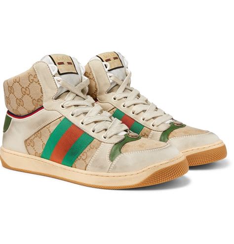 gucci white screener sneakers|Gucci distressed sneakers.